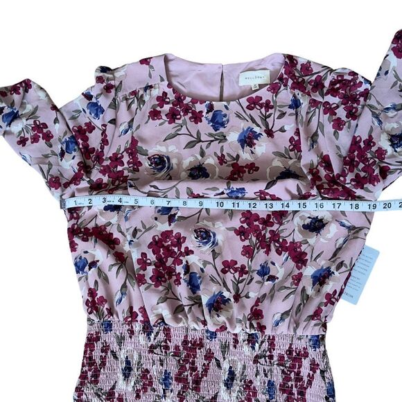 Melloday Pink Floral Smocked Skirt Dress MEDIUM NWT - Picture 11 of 16